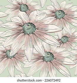 Illustration of beautiful flower. Vector seamless pattern