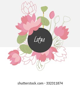 Illustration with beautiful flowers lotus. Vector