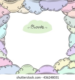 Illustration of a beautiful fluffy clouds vector frame