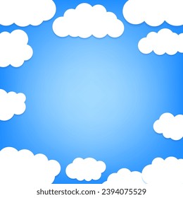 Ilustración de hermosas nubes esponjosas vacías sobre el vector de fondo azul. Aislado sobre fondo azul. Ilustración del vector
