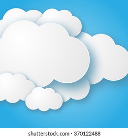 Illustration of a beautiful fluffy empty clouds on a blue background vector