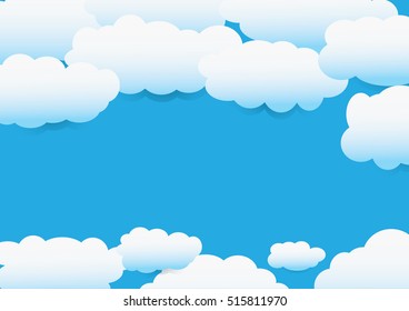 Illustration of a beautiful fluffy empty clouds on a blue background vector