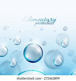 The illustration of beautiful flying particles in light blue tones. Vector image