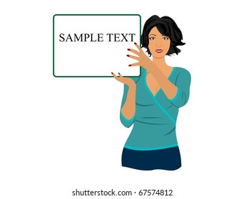 Illustration beautiful girl with banner - vector