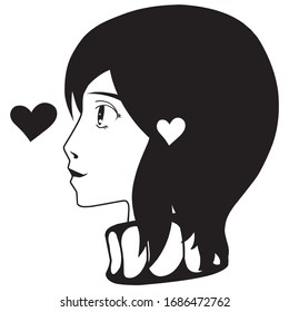 illustration of a beautiful girl in love