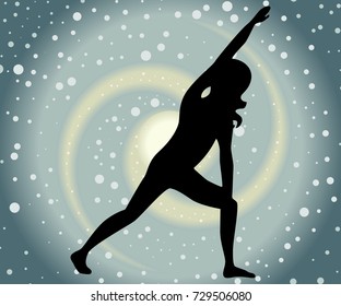 illustration with a beautiful girl on a yoga theme.