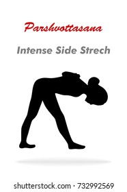 illustration with a beautiful girl on a yoga theme - parshuottasana pose.