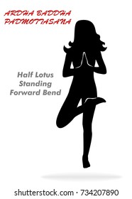 illustration with a beautiful girl on a yoga theme - Ardha Baddha Padmottasana Pose.