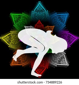 illustration with a beautiful girl on a yoga theme - dhyanasana Pose.