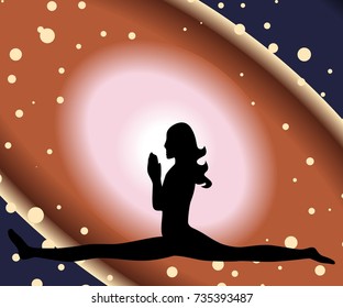 illustration with a beautiful girl on a yoga theme - hanumasana.