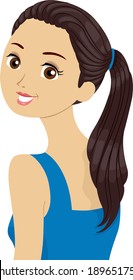 Illustration of a Beautiful Girl in a Ponytail