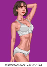 Illustration Beautiful girl wearing a sports bra vector design