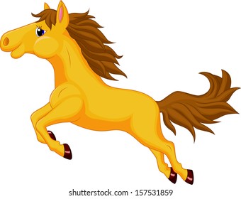 Illustration of beautiful golden horse running 