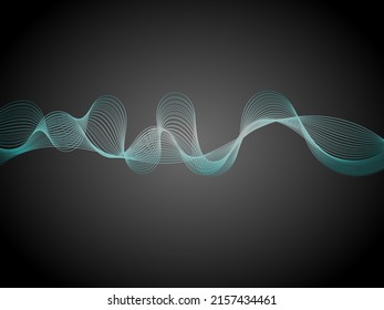 Illustration of beautiful green wavy lines with black background.