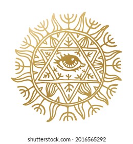 Illustration with beautiful hand drawn sun symbol.