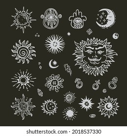 Illustration with beautiful hand drawn sun symbol