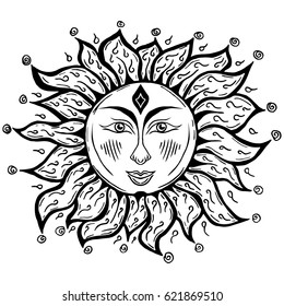 Similar Images, Stock Photos & Vectors of Beautiful sun face symbol ...