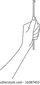 Illustration with beautiful hand of a Japanese woman holding a measuring stick, drawn in vector