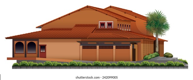 Illustration of a beautiful house with garden