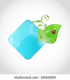 Illustration beautiful icon with green leaves and ladybugs - vector