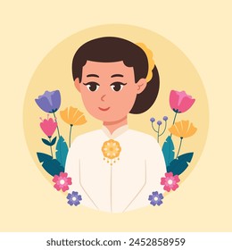 Illustration of beautiful Indonesian woman profile