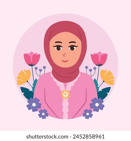 Illustration of beautiful Indonesian woman profile