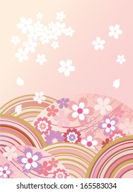 Illustration of beautiful Japanese cherry