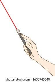 Illustration Of A Beautiful Japanese Woman Hand Holding A Laser Pointer, Drawn In Vector