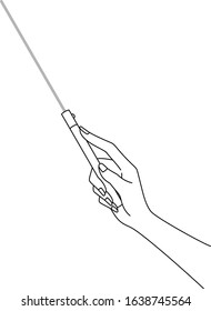 Illustration Of A Beautiful Japanese Woman Hand Holding A Laser Pointer, Drawn In Vector