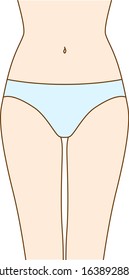 Illustration of beautiful Japanese woman hip line drawn in vector