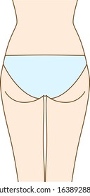 Illustration of beautiful Japanese woman hip line drawn in vector