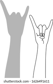Illustration of a beautiful Japanese woman making a fox silhouette by hand drawn in vector