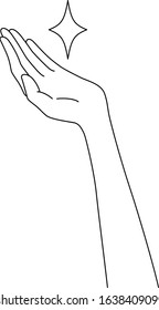 Illustration of a beautiful Japanese woman putting something on her hand drawn in vector