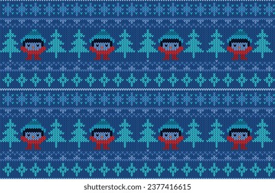 Illustration of beautiful knitted christmas and new year pattern.