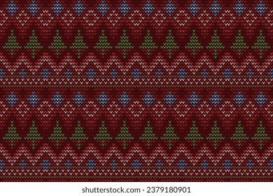 Illustration of beautiful knitted christmas and new year pattern.