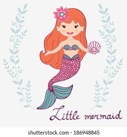 Illustration of a  beautiful little mermaid