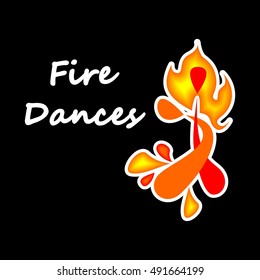 illustration with beautiful logo on the theme of fire dances.