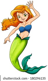 Illustration of a beautiful mermaid on a white background