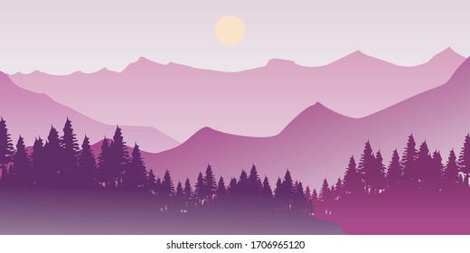 illustration of beautiful mountains landscape