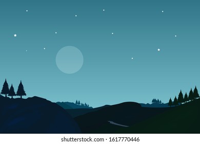 Illustration of beautiful natural landscape with mountains