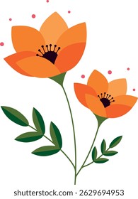 Illustration of a beautiful orange bouquet of flowers