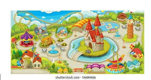 Illustration of a beautiful park