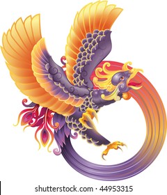 An illustration of a beautiful phoenix in flight, representing rebirth