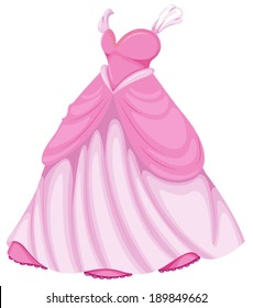 Illustration of a beautiful pink dress on a white background