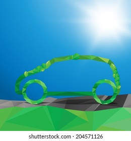 The illustration of  beautiful polygonal car. Vector image.