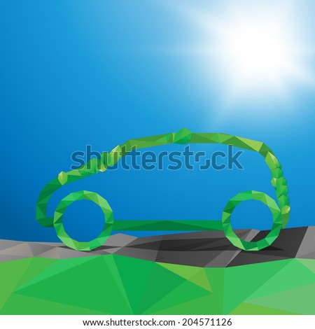 The illustration of  beautiful polygonal car. Vector image.