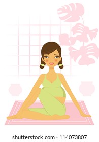 An illustration of a beautiful pregnant woman doing yoga