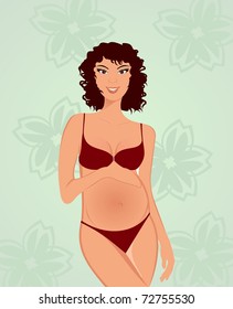 Illustration beautiful pregnant woman isolated - vector