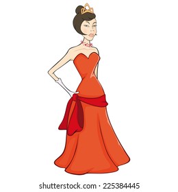 Illustration of beautiful princess isolated on a white background