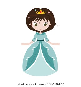 Illustration of beautiful princess on white background.